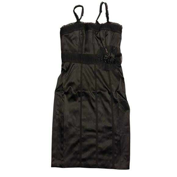 White House Black Market Black Satin Cocktail Dress – Size 00 – NWT – Fall 2010 - Picture 4 of 9
